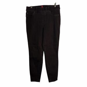 Spanx Ankle Skinny Jeans Clean Black Size Large #20278R Pull-On Shaping Denim